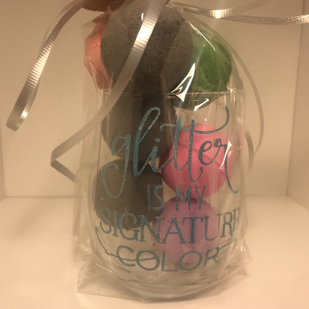 Glitter Is My Signature Color Bath Bomb Wine Glass